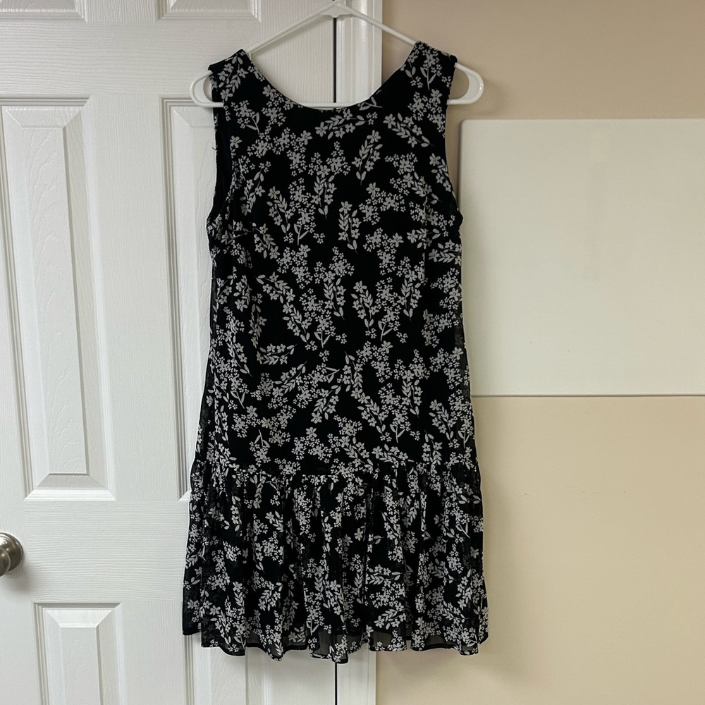 Calvin Klein Dress Floral Print Shift Midi Boho Flared Sleeveless